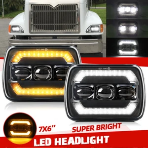 Pair 7x6" LED Headlights Hi/Lo For International 4700 4900 8100 9900 9900I IX - Foto 1 di 10