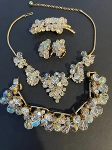 VINTAGE JULIANA D&E DANGLING CRYATAL AB RHINESTONES SET - Picture 1 of 13