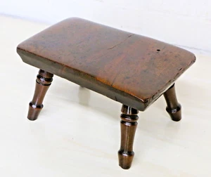 Antique Stool Wooden Very Low Candle Stool Late 19th C. Hand Made Lovely Patina - Picture 1 of 22