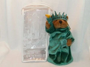 Vintage Plush Brown Bear Statue Of Liberty - J. Fan NY Teddy Inc. w/ Package/Tag - Picture 1 of 12