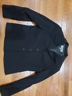 Vintage Le Suit Womens 10 Petite 10P jacket blazer black shiny buttons lined pad