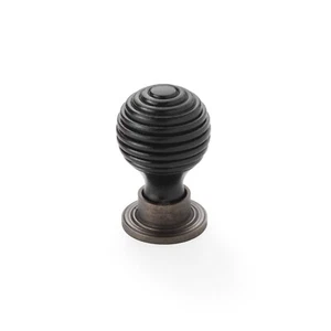 Small Ebonised Black Matt Antique Wood Wooden Beehive Cupboard Door Knob Knobs - Picture 1 of 2