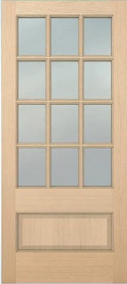GLOBAL ONE FOREST PRODUCTS PREMIUM WOOD DOORS Exterior Hemlock Solid Wood Stain Grade French Doors 12 Lite Raised Bottom Panel