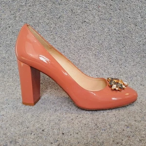 LK Bennett Court Shoes Pink 41 UK 8 Patent Leather 4" Block Heel Jewelled - Picture 1 of 11