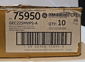 BOX of 10 (10) GE 75950 GEC225MVPS-A  UltraStart High Lumen Electronic Ballasts - Picture 1 of 8