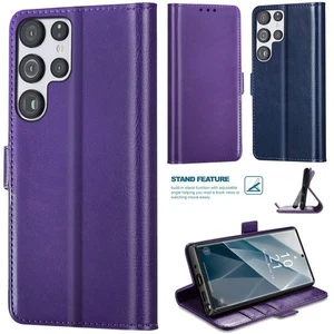 For Samsung Galaxy S24 Ultra Case Protective Leather Folio Wallet Phone Cover - Picture 1 of 25