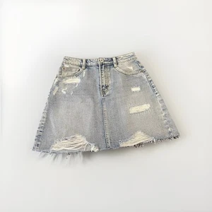 Miss Sixty XS W26 Blue Denim Mini Skirt Y2k Style Distressed - Picture 1 of 9
