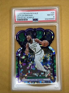 2023-24 Panini Crown Royale Jaylen Brown #26 Crystal Purple 05/25 PSA 8 NM-MT - Picture 1 of 3