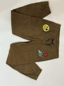Ring Of Fire, Jogger Style Brown Cargo Boys Pants With Patches , Size 12 - Picture 1 of 7