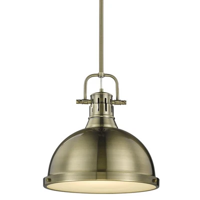 Golden Lighting 3604-L-AB Duncan 1 Light 14"W Pendant - Brass - Image 1 of 4
