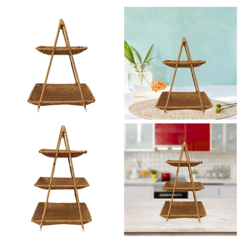 Woven Basket Rack Bread Basket Multifunctional Jewelry Trinket Tray Fruit Rattan - Image 1 of 1