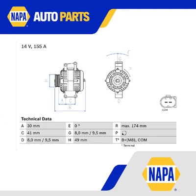 Alternator fits BMW 525 E60, E61 2.5 05 to 07 Bosch 12314487081 12317542529 - Image 1 of 4