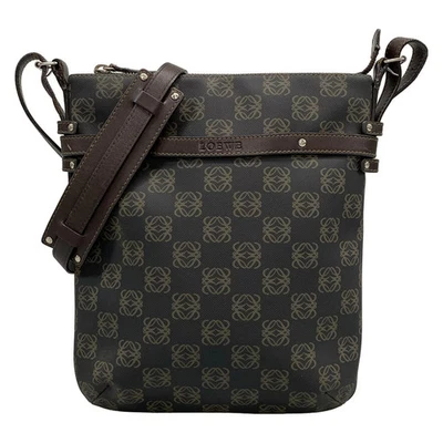 Auténtico Bolso de Hombro LOEWE Bolsillos/Anagrama Negro Marrón Oscuro PVC Cuero Foto 1 de 4