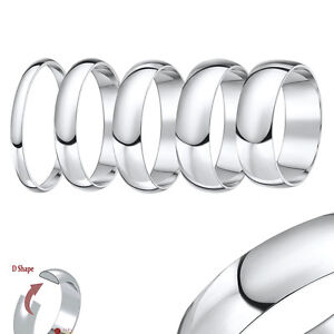 9ct White Gold Ring Light Weight D Shaped Wedding Ring Band (Solid & Hallmarked)