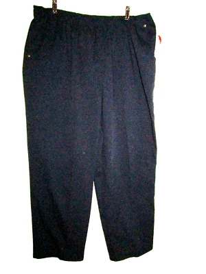 NWT $34, STUDIO WORKS,  Women's Size 20W Short, Navy Blue Pull On Pants, Pockets - Image 1 of 4