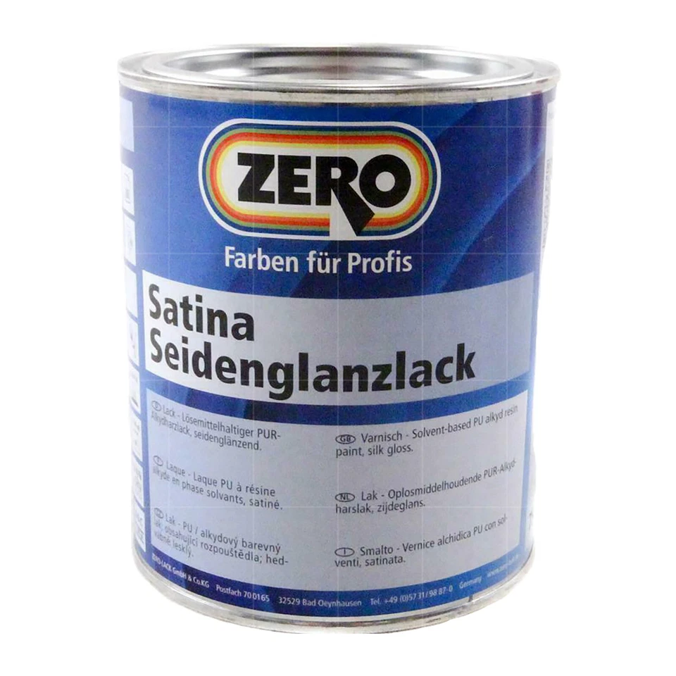 ZERO SATINA SEIDENGLANZLACK - 2.5 LTR HOLZ-LACK METALL-LACK WETTERBESTÄNDIG - Bild 1 von 1