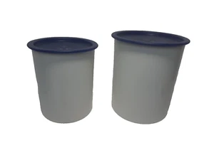 Tupperware One Touch Bote de Anidación Azul Blanco, Juego de 2, 2420 2422 - Imagen 1 de 13