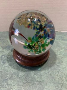 Vintage Glass Sphere Paperweight *Handblown *Air-bubbles *Floral Infused Murano? - Picture 1 of 12