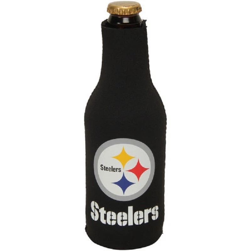 Pittsburgh Steelers NFL Black Zippered 12oz. Bottle Koozie Cooler - Image 1 of 2