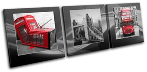 London Red Bus Phonebox City LEINWAND WANDBILD Bild Druck VA - Bild 1 von 1
