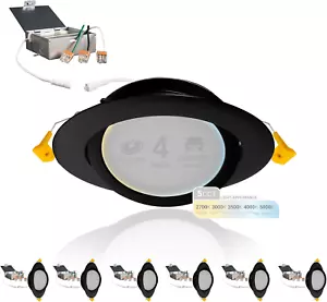 Black 4 Inch Gimbal LED Recessed Lighting, 2700K/3000K/3500K/4000K/5000K Selecta - Picture 1 of 9