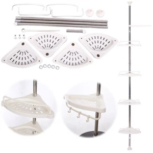 Rustproof Shower Caddy Corner for Bathroom, 4-Tier Adjustable Shelves With Pole - Picture 1 of 10