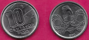 BRASILE 10 CENTAVOS 1990 UNC MINER, TRE DIAMANTI SOPRA DATA IN BASSO,O - Foto 1 di 1