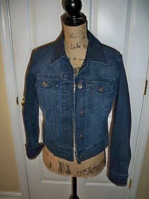 New York & CO Women's Blue Cotton Blend Denim Jean Jacket Coat Blazer SZ XS - Image 1 of 4