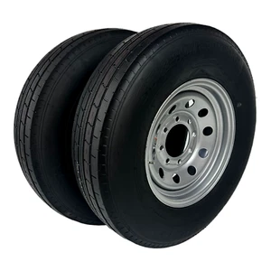 2-PK Trailer Tire On Rim ST235/80R16 Radial LRE 8 Lug 8x6.5" Modular Silver Rims - Picture 1 of 6