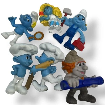 Lote de 6 bonecos colecionáveis The Smurfs Movie McDonalds Happy Meal Toys - Imagem 1 de 3