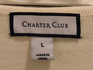 Charter Club womens L ivory pearl embossed layered look long sleeve pullover NWT - Picture 1 of 7