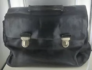 Vintage Prada-Black Double Lock Leather Briefcase - Used - Picture 1 of 7