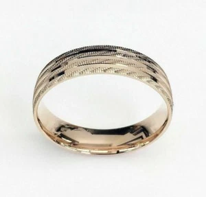 Mens 14K Rose Gold High Polished w Coinage Edges Wedding Band 6 MM Brand New - Picture 1 of 6
