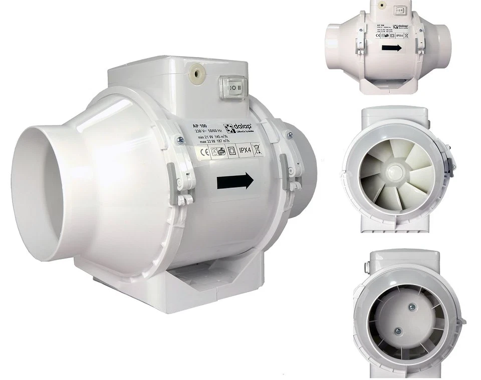 Rohrlüfter Rohrventilator Gebläse mit SCHALTER KUGELLAGER dalap AP Ø100mm 3000