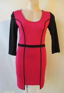 Bettina Liano dress size 10 dress black pink stretch 3/4 sleeve - Picture 1 of 6
