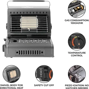 ELPINE GREEN 1,3 kW Riscaldatore portatile a gas per esterni per campeggio, pesca, NO GA - Foto 1 di 7