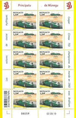 MONACO 2020 LEGENDARY RACE CARS COOPER CLIMAX T53 SHEET - FOGLIETTO AUTO CORSA  - Immagine 1 di 3