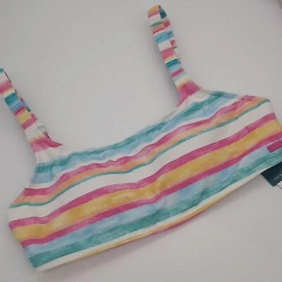 Roxy Bikini Top Juniors Large Island‎ in the Sun Bralette White Stripe L - Image 1 of 4