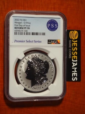 2022 FIJI O PRIVY REVERSE PROOF SILVER MORGAN DOLLAR NGC PF70 FIRST DAY OF ISSUE - Image 1 of 2