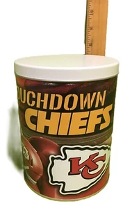 Kansas City Chiefs Touchdown Decorative Tin Popcorn Can Tailgate Snack Canister - Picture 1 of 10