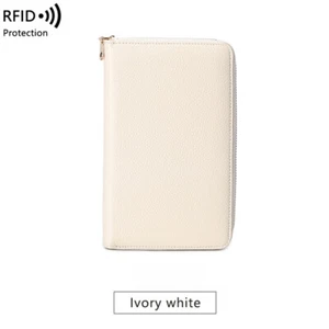 Women Multifunctional RFID Long Slim Wallet Zipper Cowhide Large Capacity Purse - Picture 1 of 37