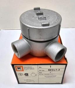 Killark GECLT-3 ~ Cuerpo de salida de conducto 1" aluminio ~ estilo L ~ redondo ~ NUEVO - Imagen 1 de 1