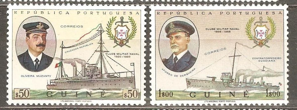 Guinea: 2 sellos como nuevos, 100 años de Asociado Naval Militar, 1967, Mi#330-1, MNH Foto 1 de 1