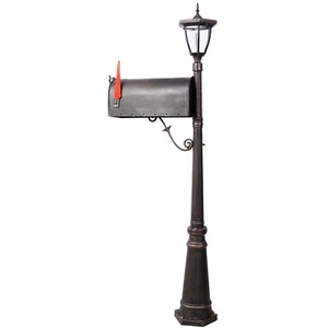 Mailbox/Post Light Combination Kit, Heavy Duty Cast Aluminum Mail Box, Modern - Picture 1 of 11