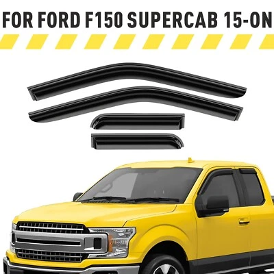 Protetores de chuva viseiras de ventilação sombra para 2015-2025 Ford F150 SuperCab - Imagem 1 de 4