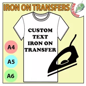 More details for personalised custom iron on t shirt transfer quality print your name image text