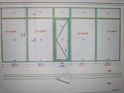 aluminum frame patrtition wall with double pane glass - Image 1 of 4