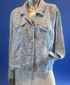 TOMMY BAHAMA - Giacca camionista lino stampa ghepardo blu chiaro taglia L - Foto 1 di 17