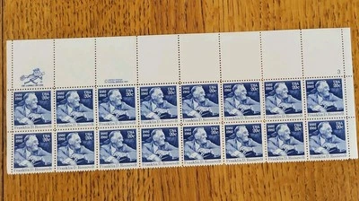 1950 MNH Plate Block of 16, 20-cent stamps honoring Franklin D. Roosevelt  - Image 1 of 2