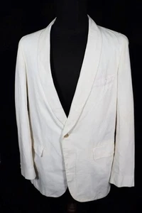 Vintage 1960's Shawl Collar White Gabardine Tuxedo Jacket Size Medium  40 - Picture 1 of 4